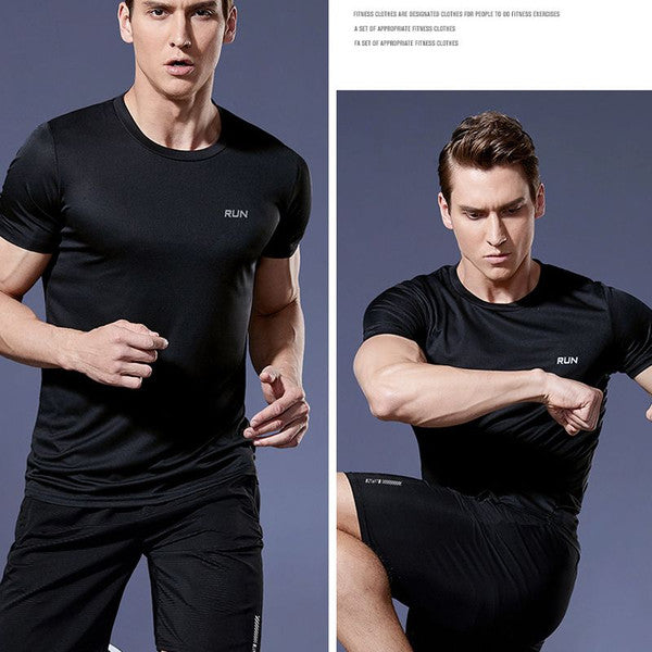 Gym Sport Shirt for Men, Breathable Quick Dry Workout Tee – Round Neck Short Sleeve Activewear Top