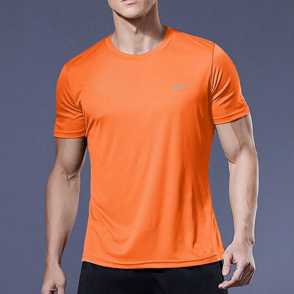 Gym Sport Shirt for Men, Breathable Quick Dry Workout Tee – Round Neck Short Sleeve Activewear Top