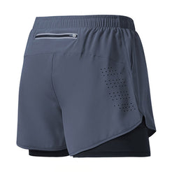 Men Running Shorts Quick-Drying Fitness Shorts Double Layer Workout Pants for Training & Bodybuilding