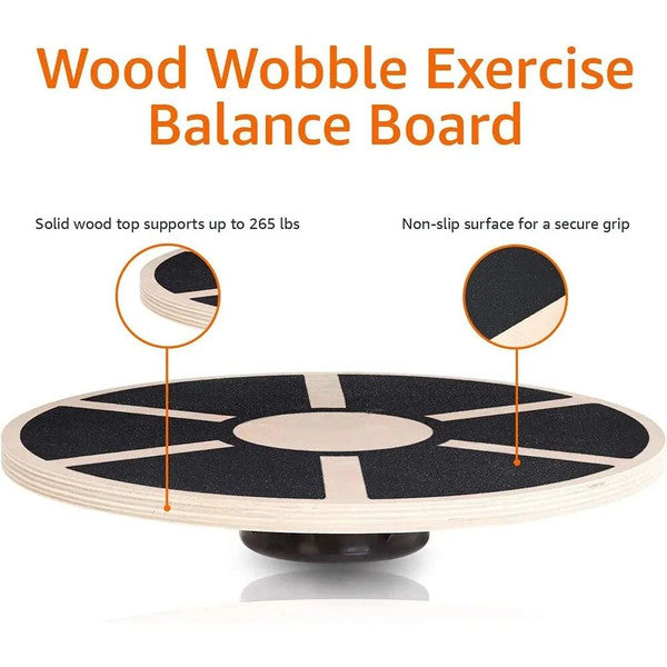 Premium Wooden Wobble Balance Board – Non-Slip Yoga Waist Twisting Fitness Equipment
