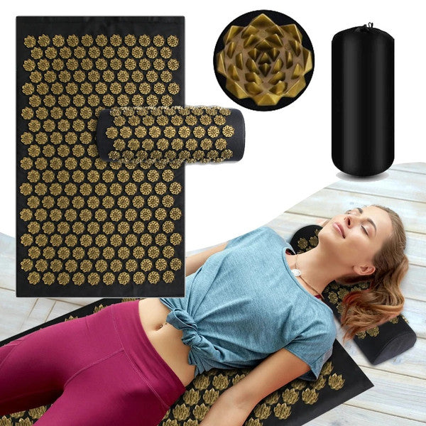 Acupressure Yoga Mat & Pillow Set – Kuznetsov's Spike Massage Cushion for Relaxation & Pain Relief