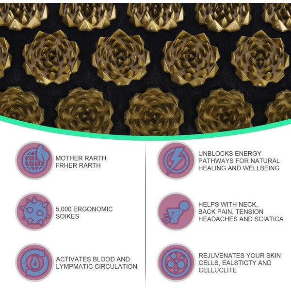 Acupressure Yoga Mat & Pillow Set – Kuznetsov's Spike Massage Cushion for Relaxation & Pain Relief
