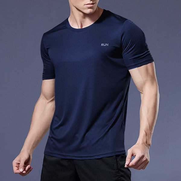 Gym Sport Shirt for Men, Breathable Quick Dry Workout Tee – Round Neck Short Sleeve Activewear Top