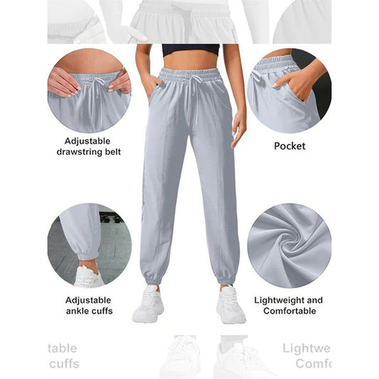 AirFlow Womens Casual Jogger Pants – Lightweight Yoga and Running Pants with Side Pockets
